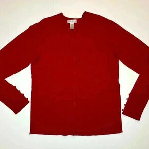 Worthington Red Button Down Cardigan Sweater Size Large
